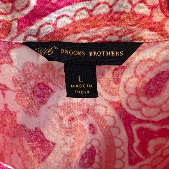 346 Brooks Brothers Pink Paisley 100% Linen Tunic Size L - Picture 4 of 9